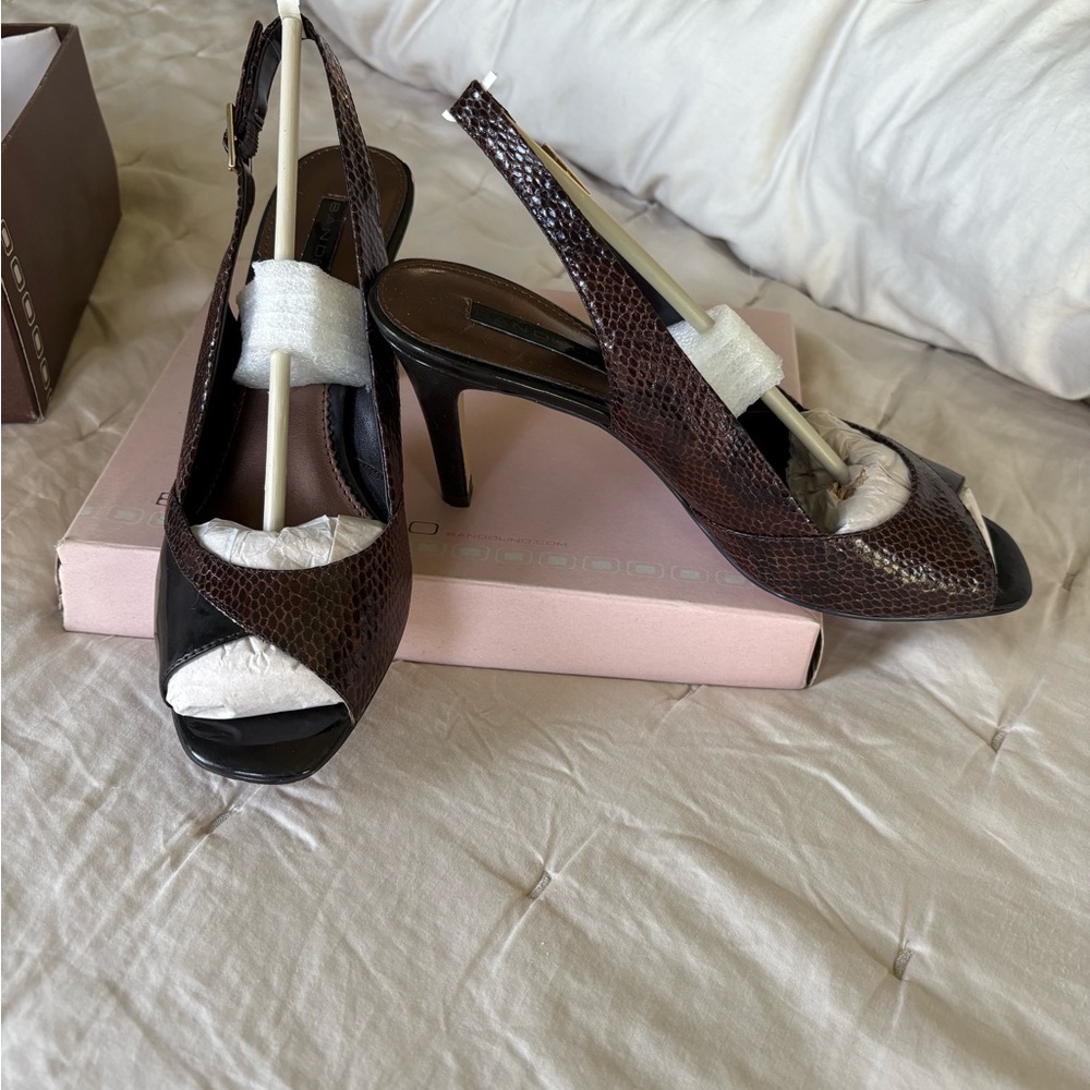 Bandolino Brown High-Heeled Slingback Sandals size 8.5- worn once!